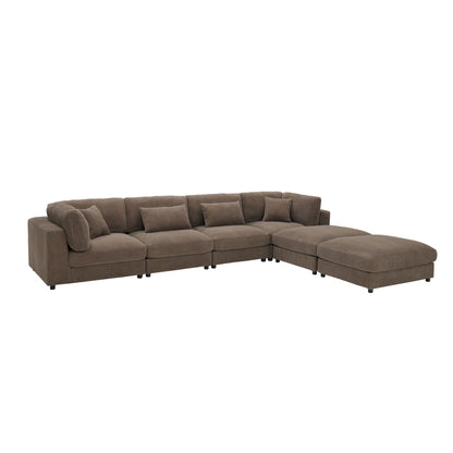 Upholstered Modular Sectional &amp; Custom Configuration And Toss Pillows
