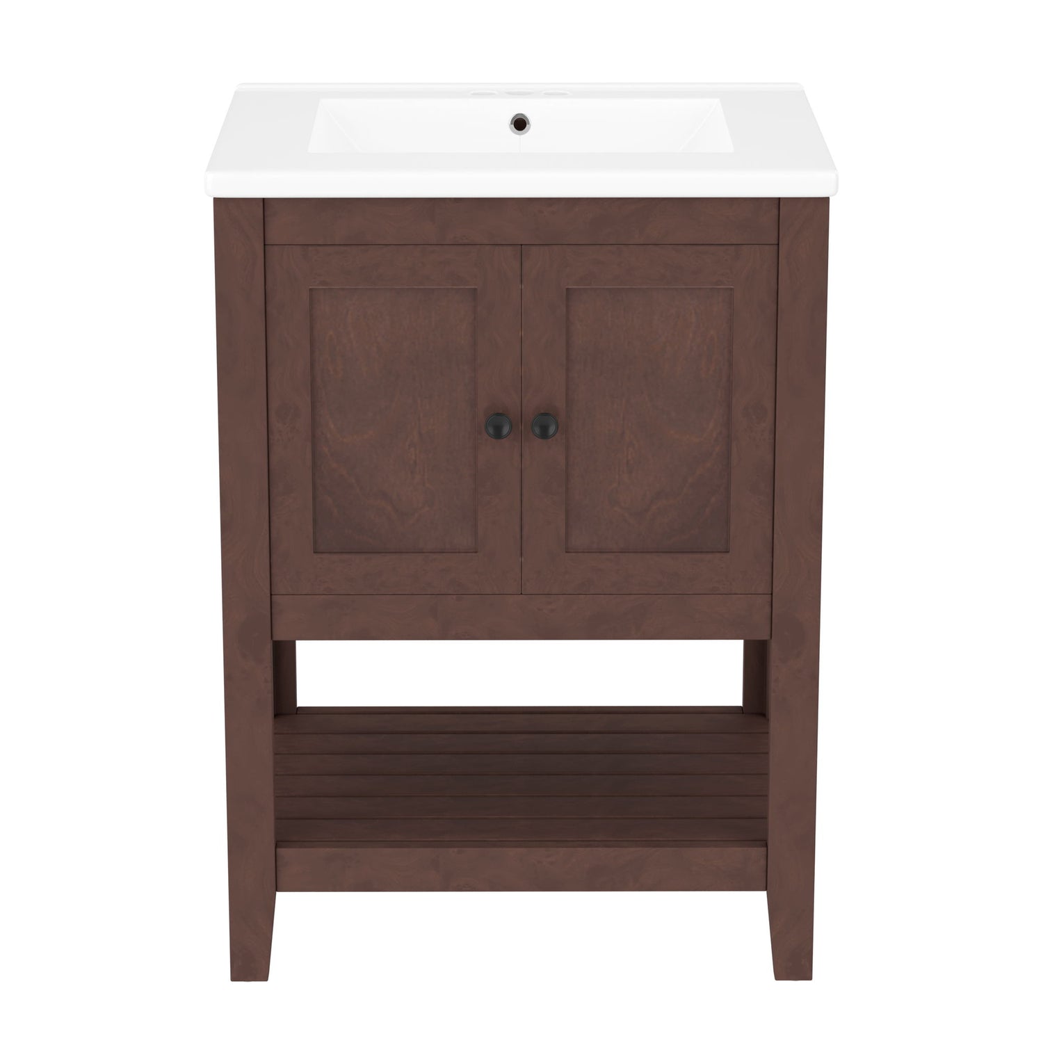 Modern Bathroom Vanity With Sink And Open Shelf