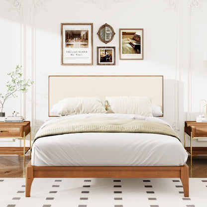 King Size Solid Dry Bamboo Wood 12&quot; Platform Bed With Adjustable Bamboo Headboard - Brown