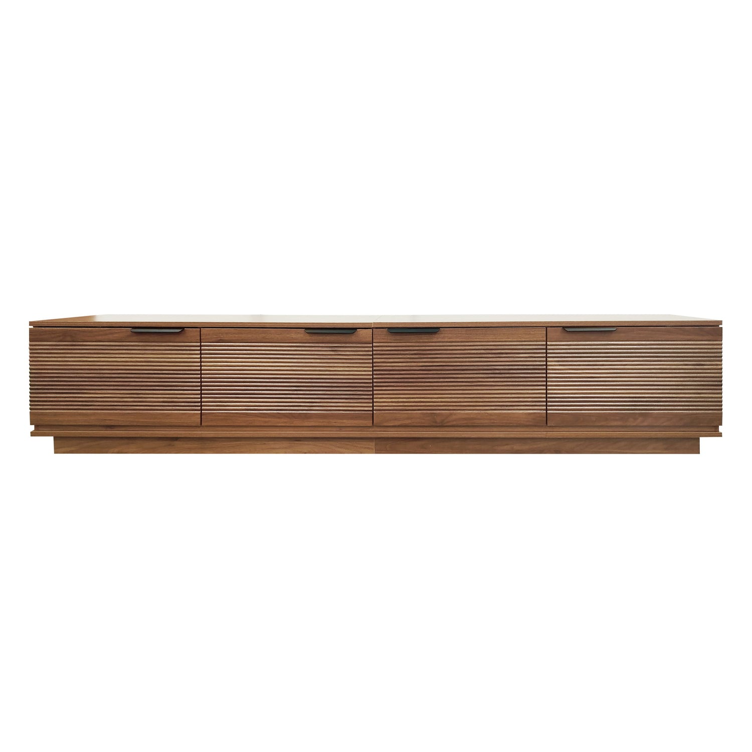 TV Stand, Entertainment Center With Fluted Door &amp; Cable Management, Soft Closing Hinges - Walnut