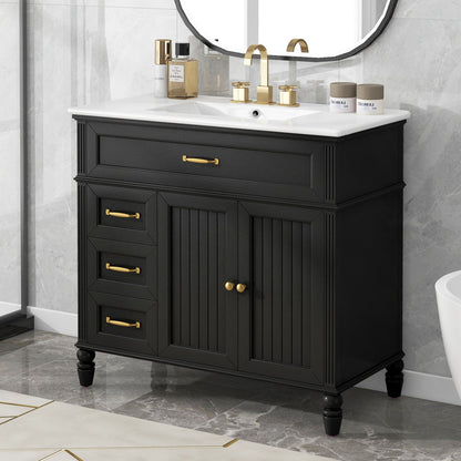 Bathroom Vanity With Sink, Freestanding Cabinet &amp; Drawers