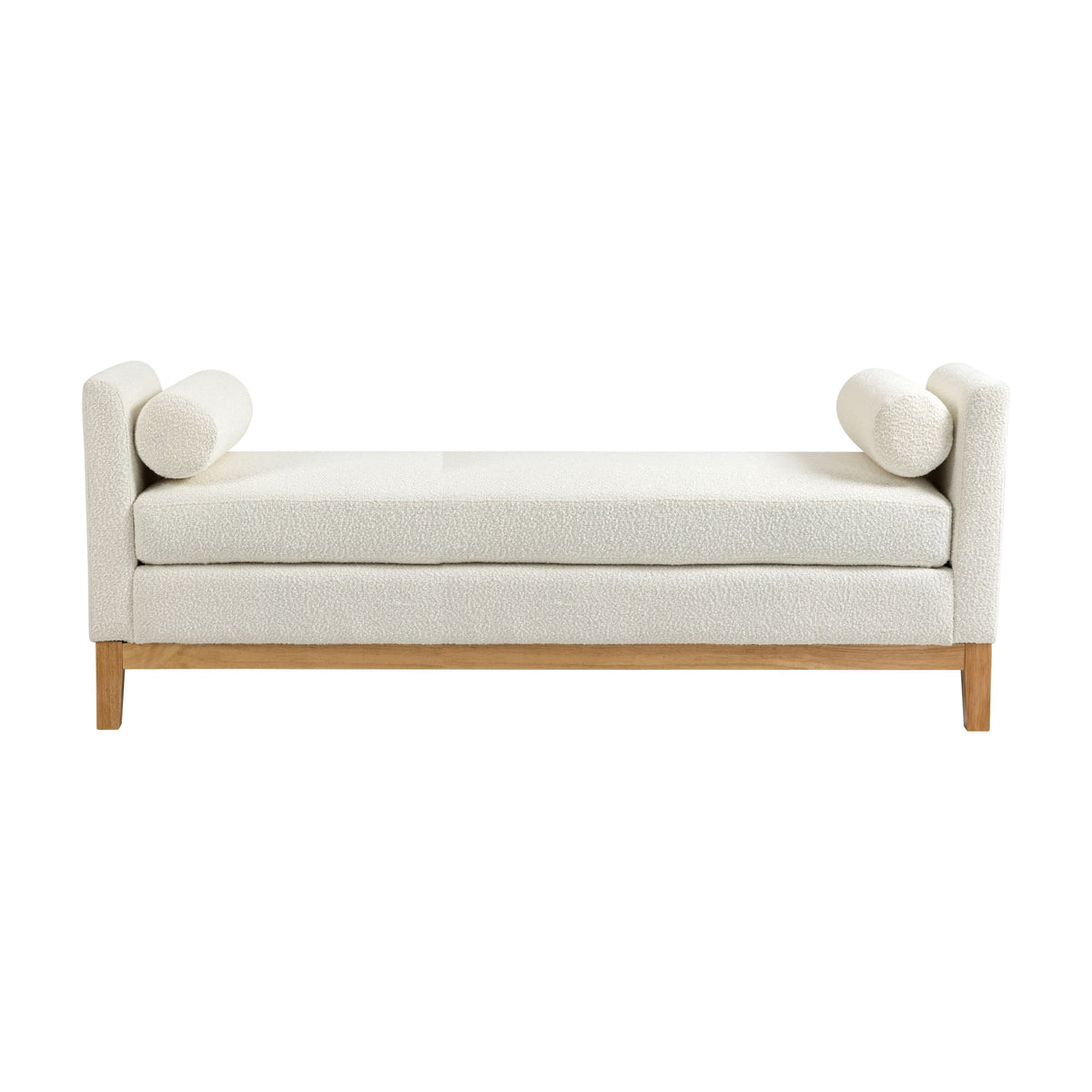 Upholstered End Of Bed Bench With Arms &amp; 2 Bolsters For Bedroom