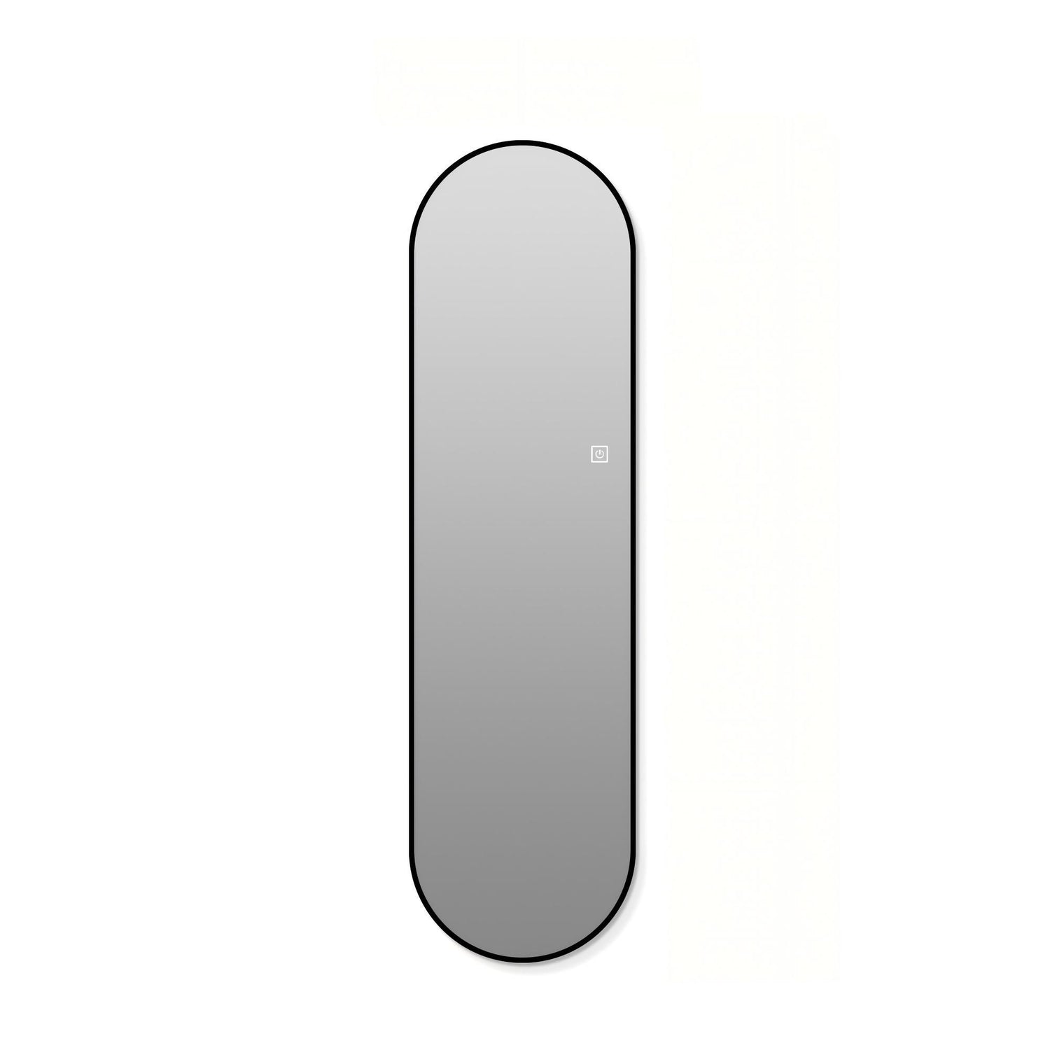 Capsule Shaped Dimmable LED Full Length Wall Mirror With Frame - Silver
