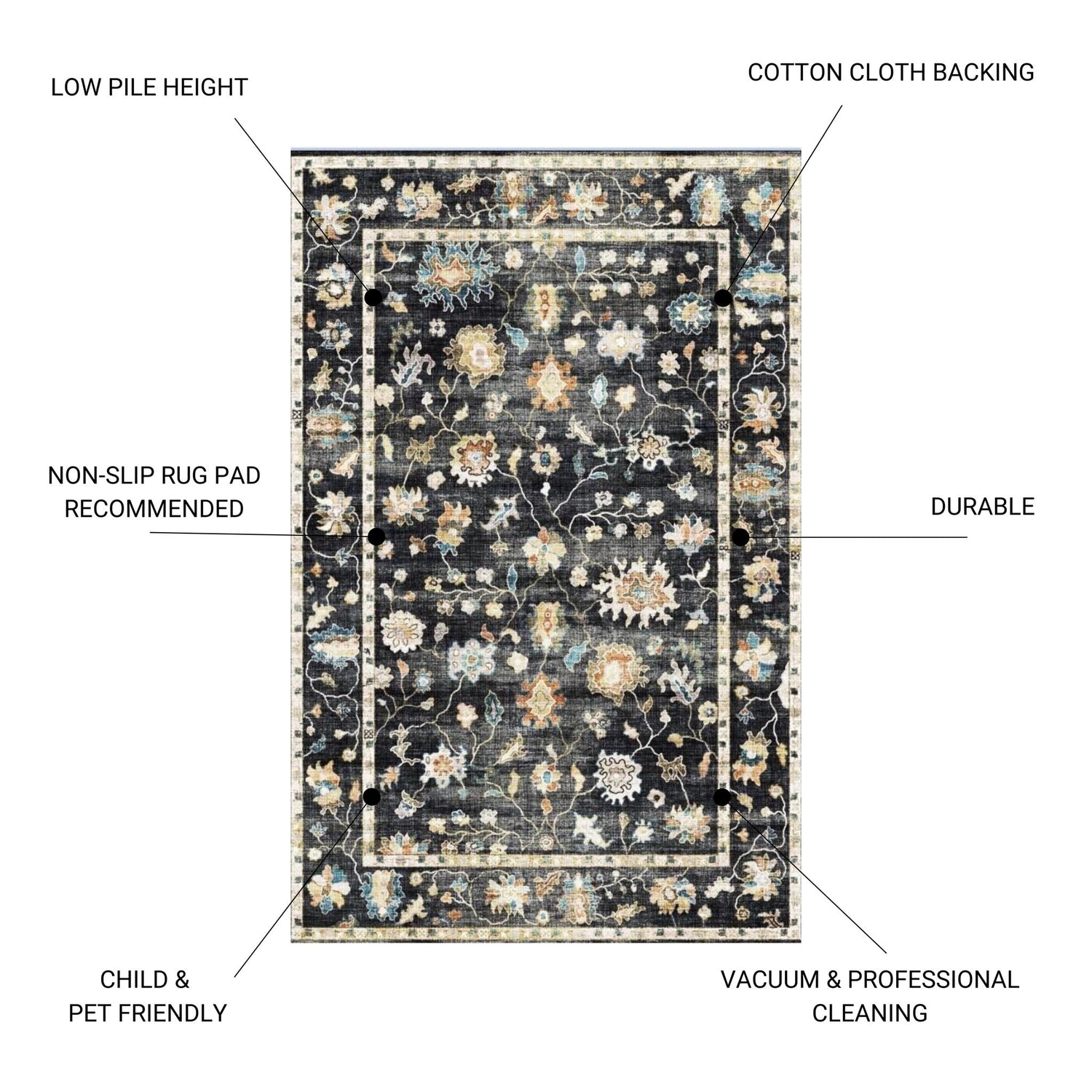 Fenix - Accent Rug - Black / Gray