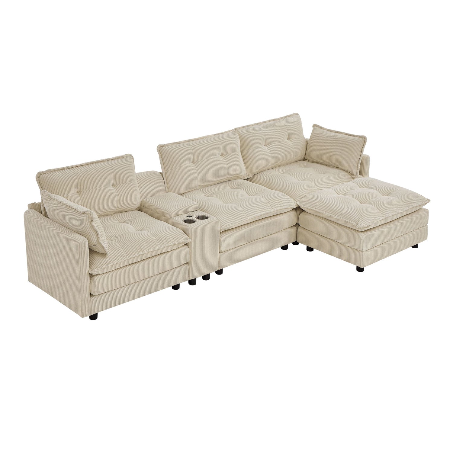 Oversized Modular Sectional Sofa With Multi Functional Console