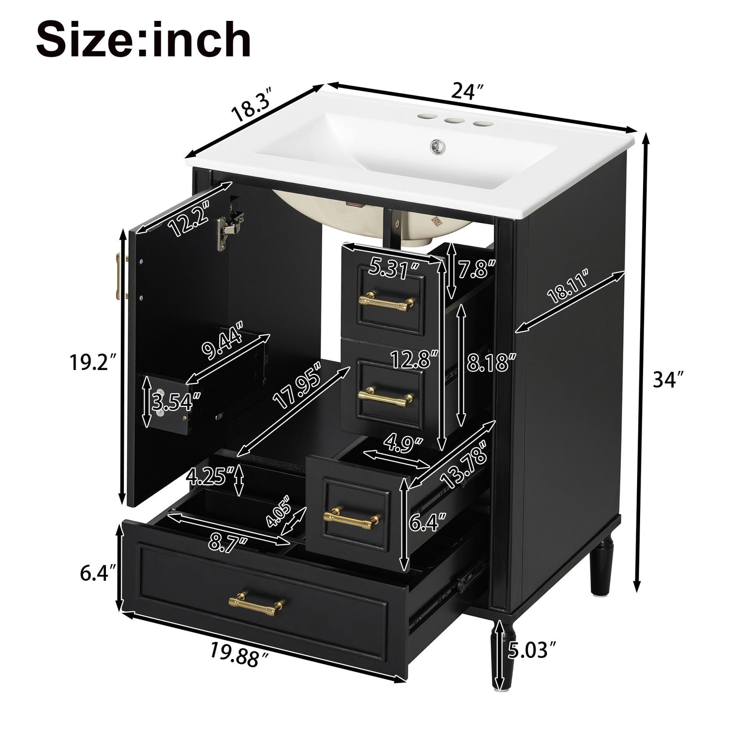 Traditional Bathroom Vanity Set With Soft Close Doors