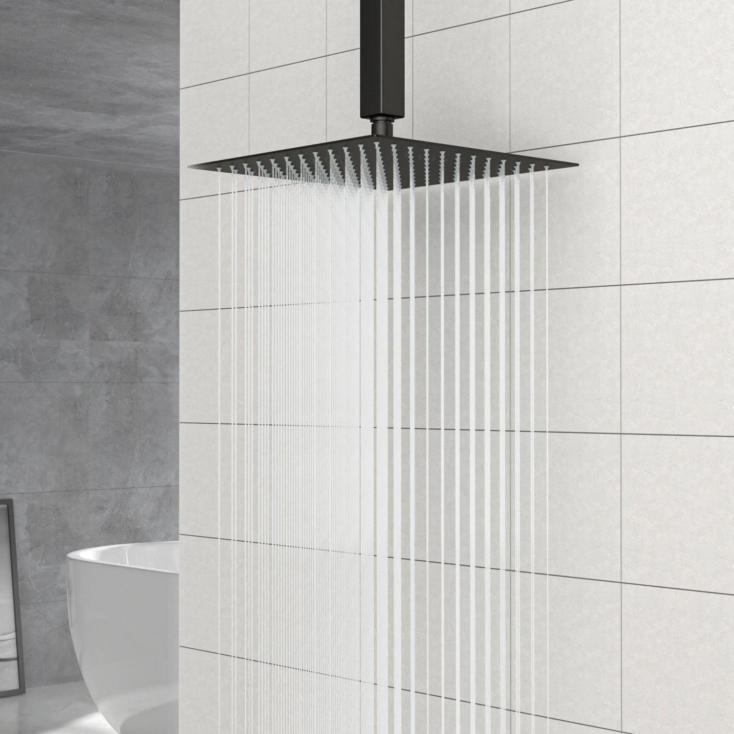Modern 10&quot; Square Rainfall Shower Head &amp; Stainless Steel Wall Or Ceiling Mount Luxury Spa Shower Panel
