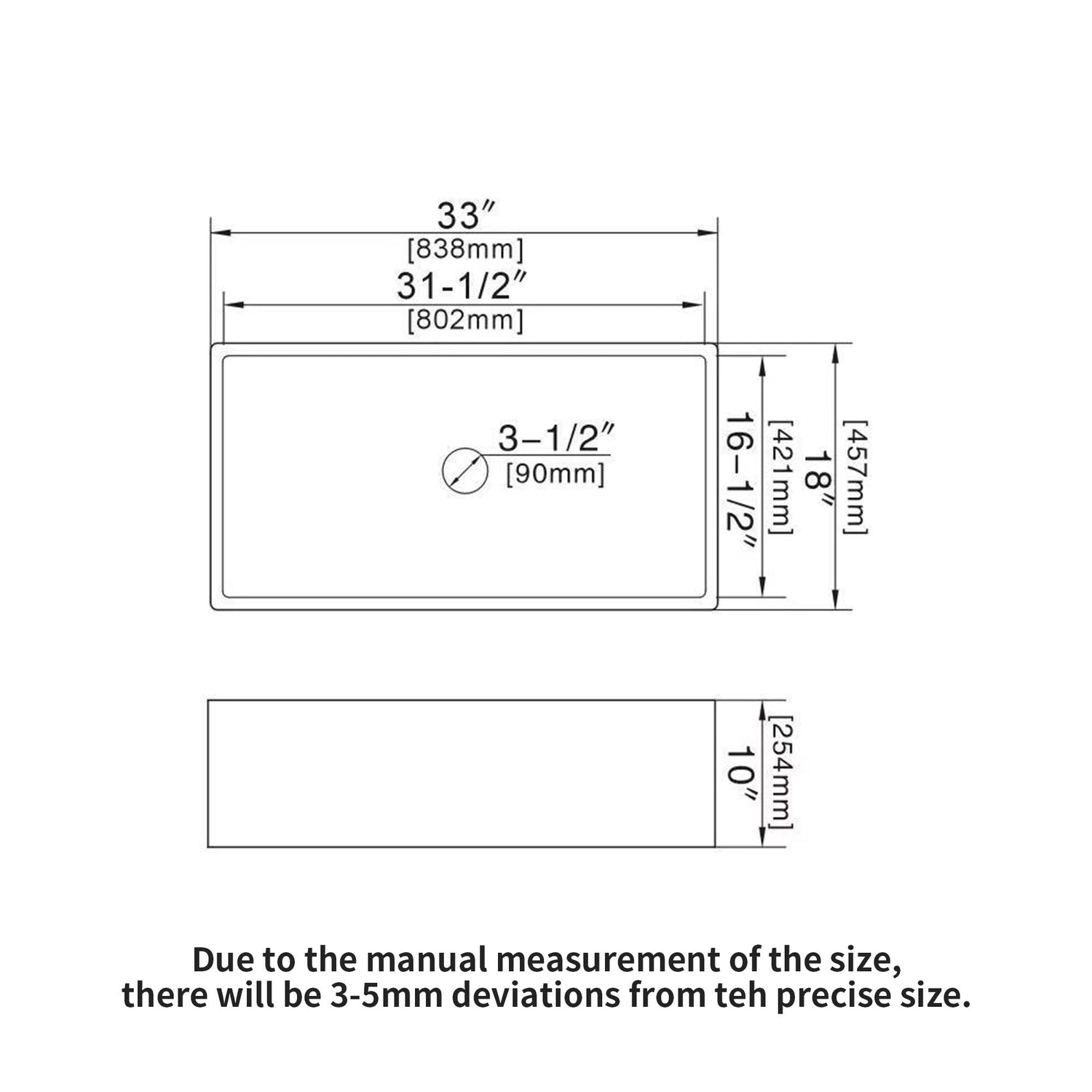 33&quot; Undermount Sink With Apron Front, Single Bowl, Grid - White