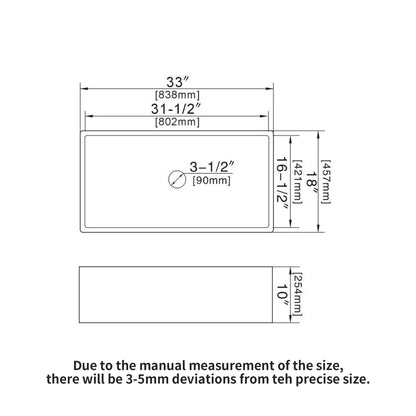 33&quot; Undermount Sink With Apron Front, Single Bowl, Grid - White