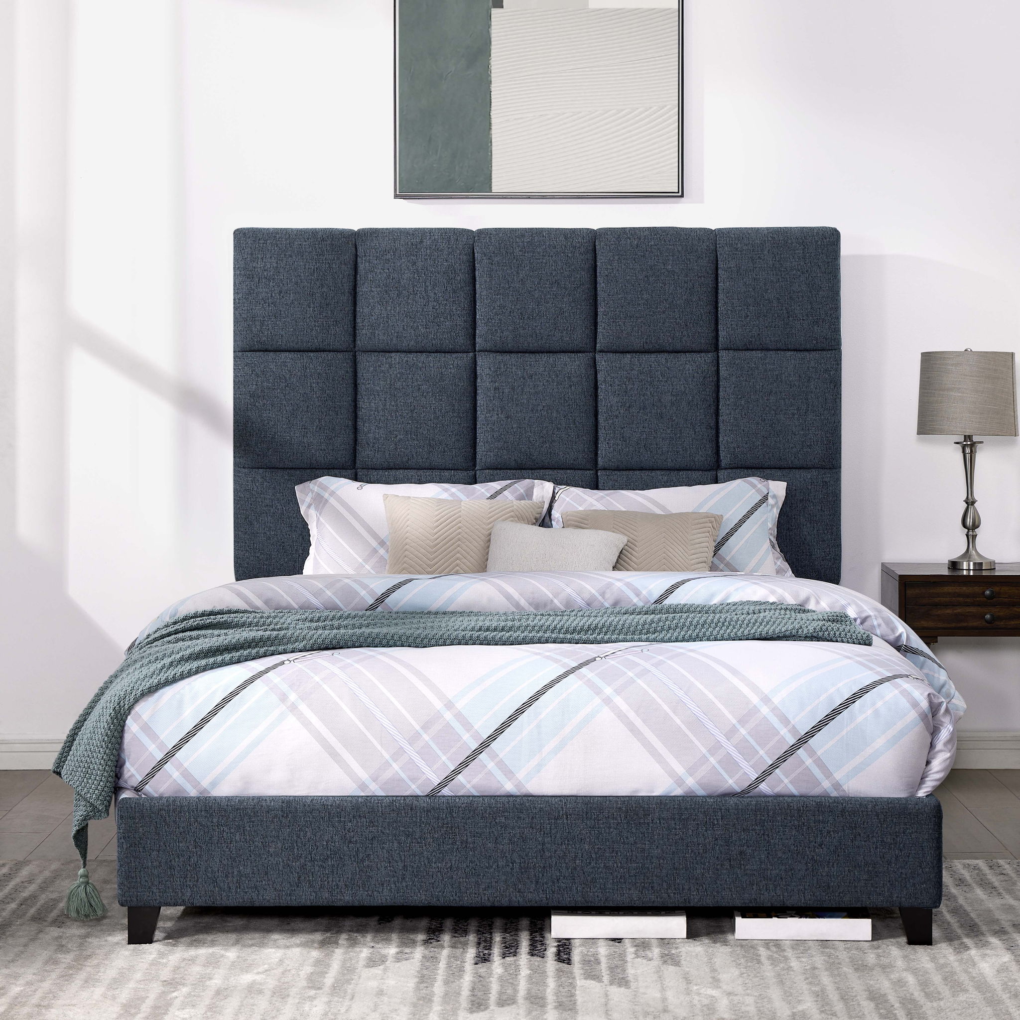 Squares Upholstered Platform Bed