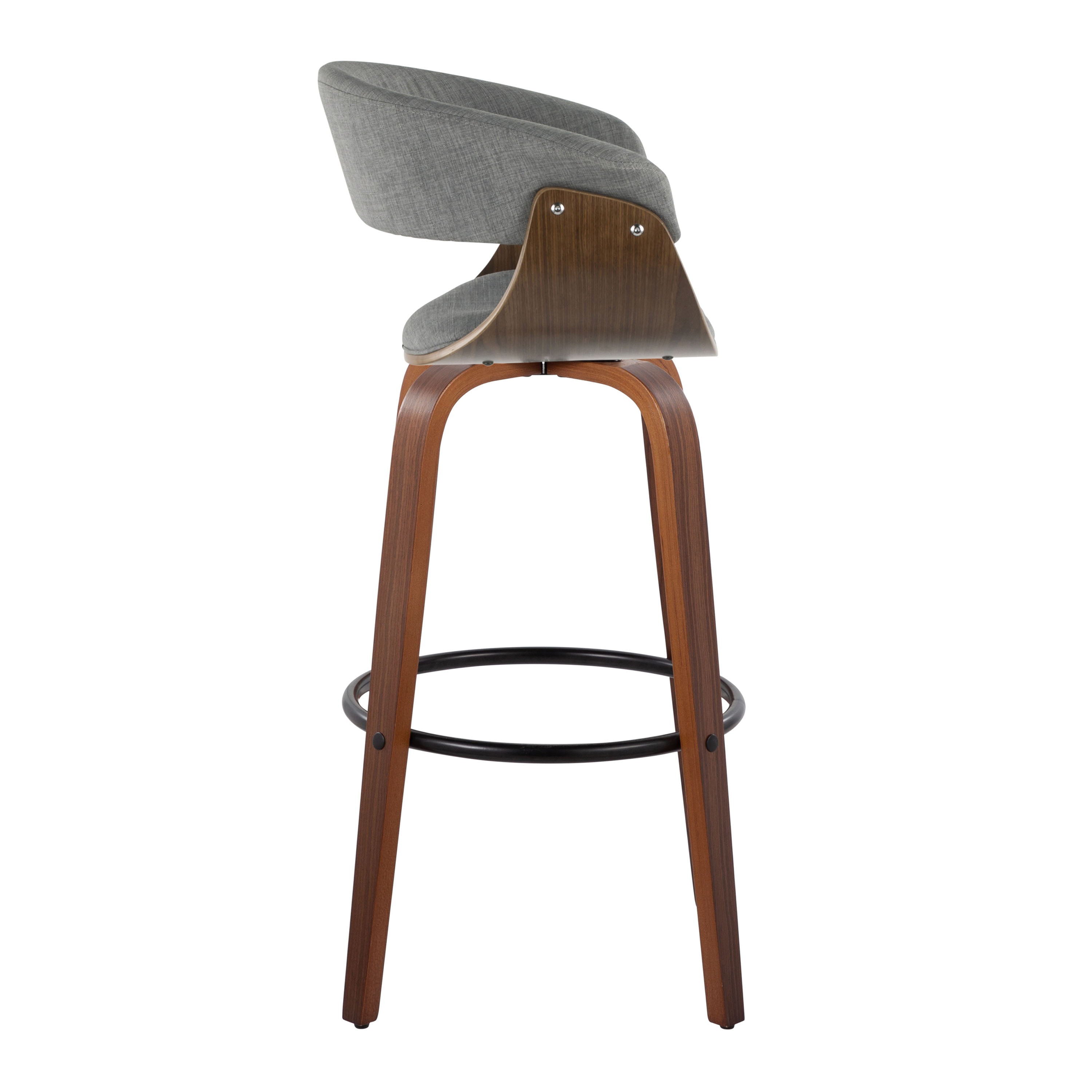 Vintage Mod - Mid Century Modern Fixed Height Barstool With Swivel &amp; Round Footrest (Set of 2)