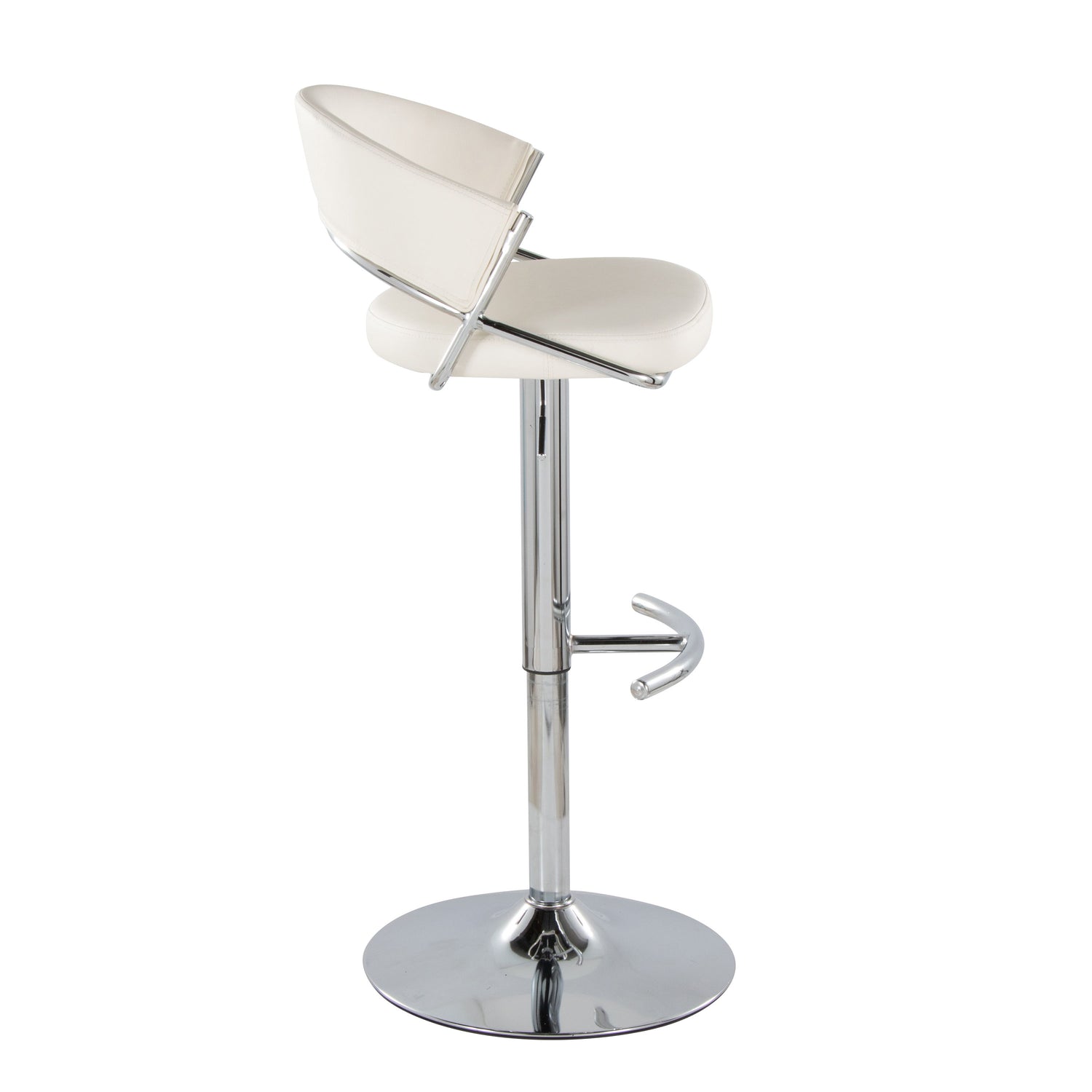 Jie - Contemporary Adjustable Barstool With Swivel &amp; Rounded T Footrest (Set of 2)