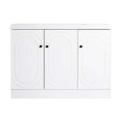 Contemporary Freestanding Bathroom Vanity With Resin Sink &amp; Soft-Close Cabinet Doors