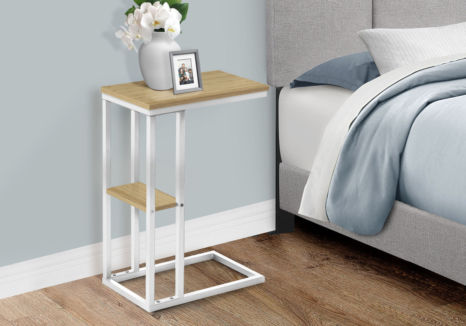 Accent Table, C - Shaped, Marble Look Contemporary &amp; Modern Convenient Design