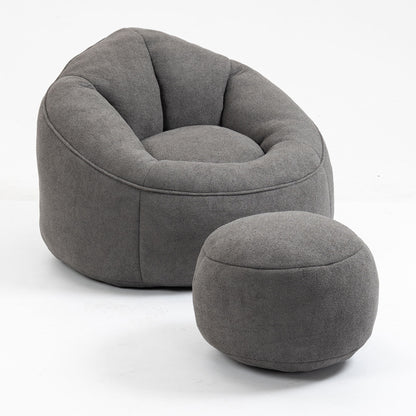 Bedding Bean Bag Sofa Chair High Pressure Foam With Footrest