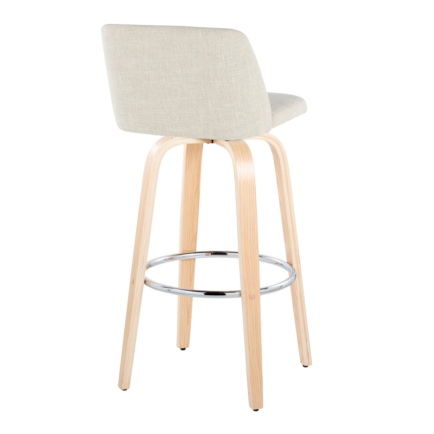 Toriano - Contemporary, Fixed Height Barstool Swivel &amp; Round Footrest (Set of 2)