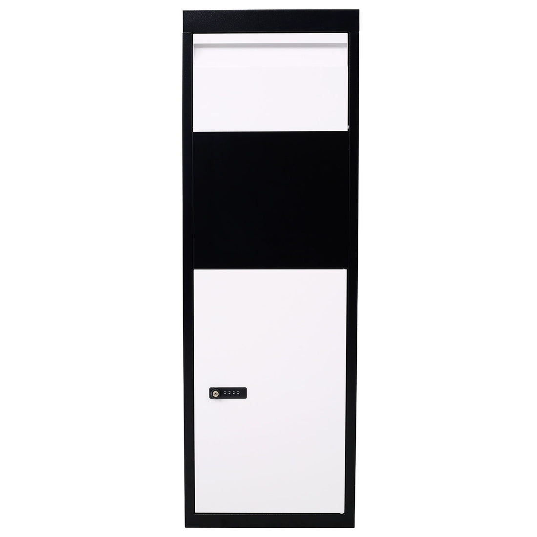 Package Delivery Box, Galvanized Steel Parcel Mailbox With Code Lock &amp; Mounting Hardware, For Outdoor Porch, Curbside - White / Black