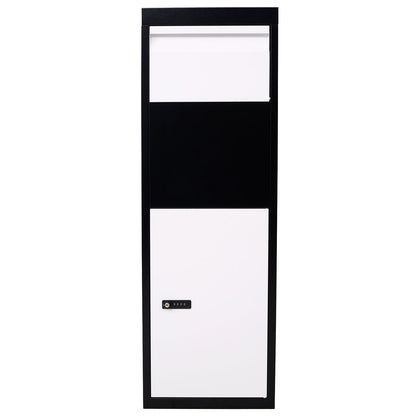 Package Delivery Box, Galvanized Steel Parcel Mailbox With Code Lock &amp; Mounting Hardware, For Outdoor Porch, Curbside - White / Black