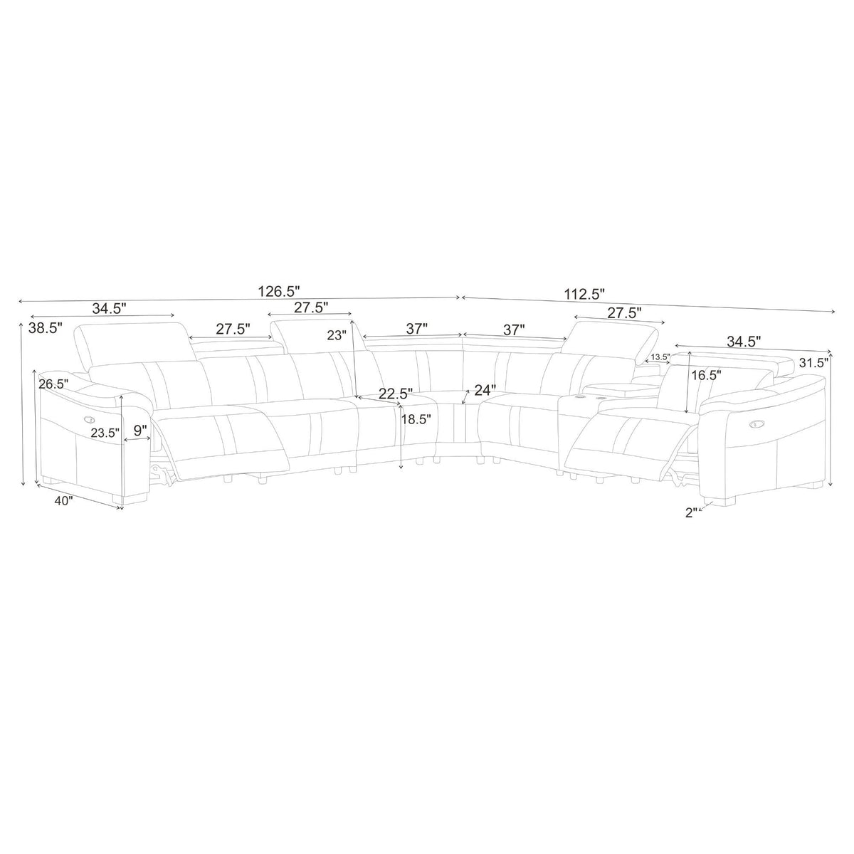Modular Sectional &amp; Recliner Seat And Adjustable Headrest