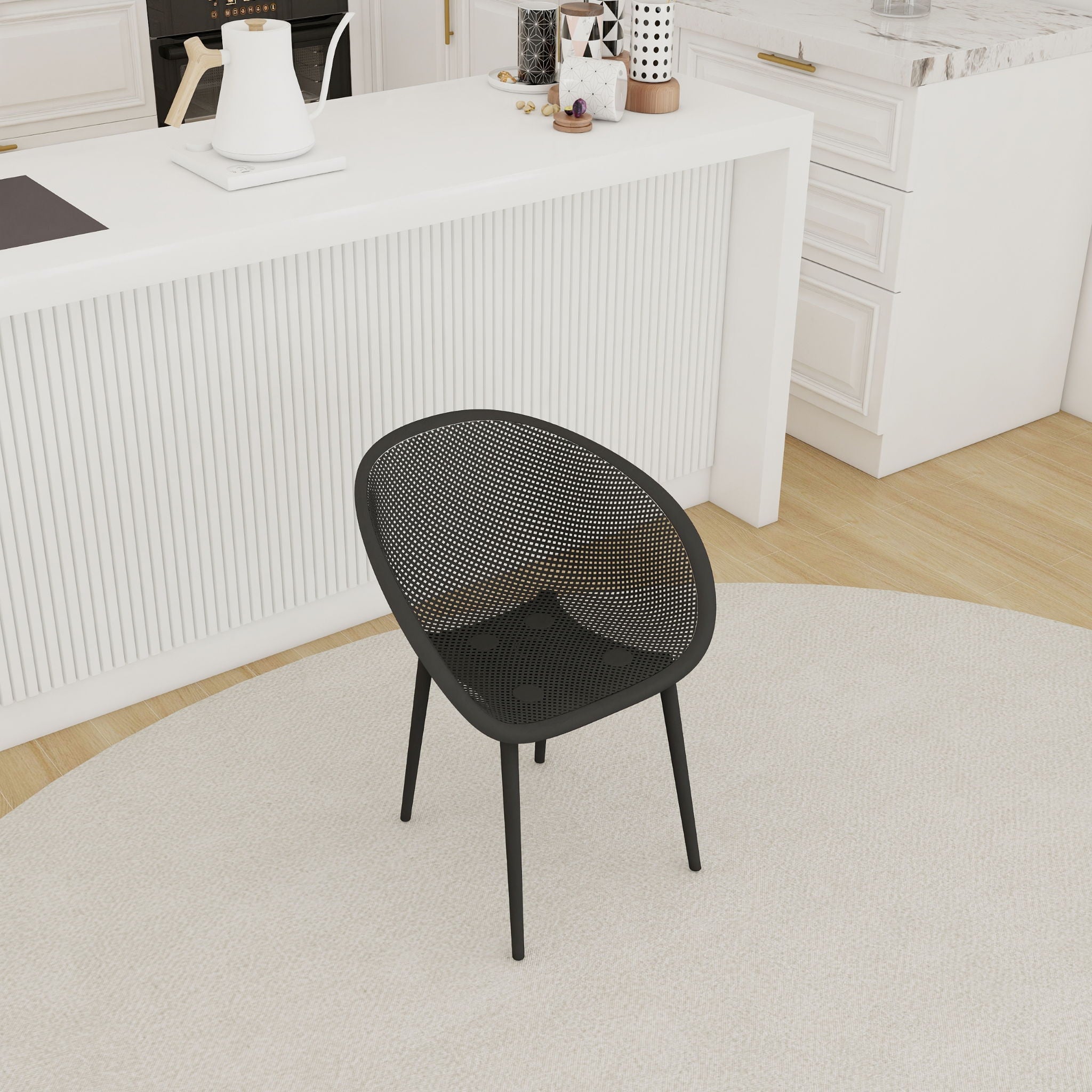 2 Piece Durable Single Chair With Hollow Out Design