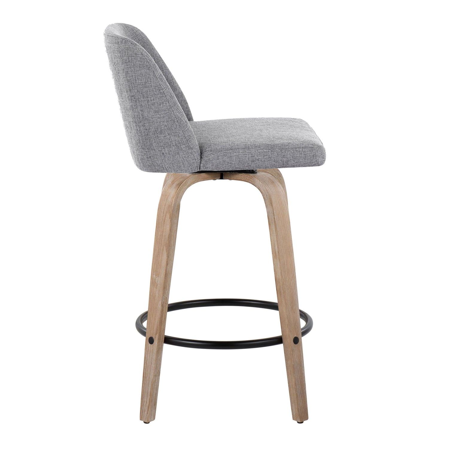 Toriano - Contemporary Fixed-Height Counter Stool &amp; Swivel With Round Footrest (Set of 2)