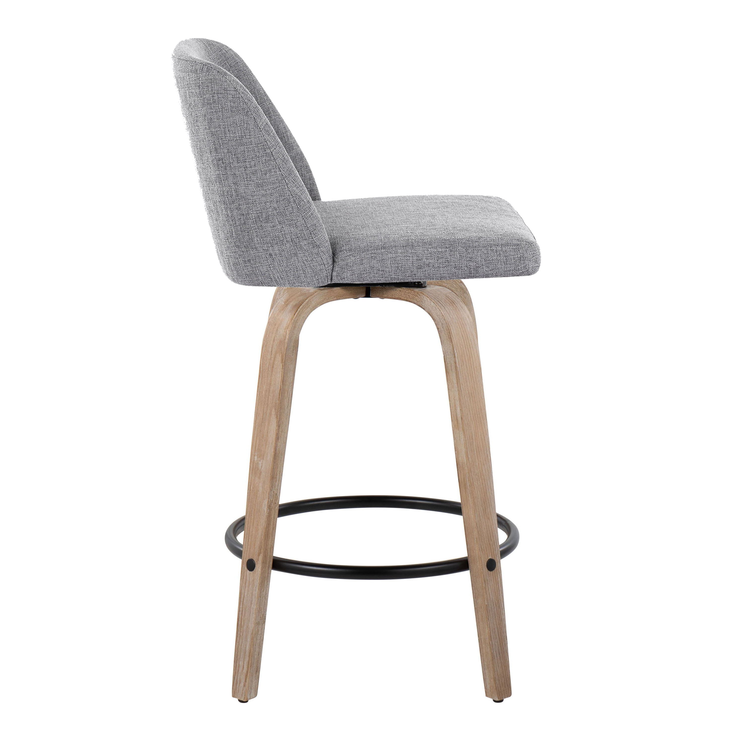 Toriano - Contemporary Fixed-Height Counter Stool &amp; Swivel With Round Footrest (Set of 2)