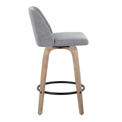 Toriano - Contemporary Fixed-Height Counter Stool &amp; Swivel With Round Footrest (Set of 2)