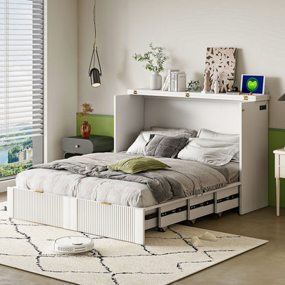 Murphy Bed With Drawer And A Set Of Sockets &amp; USB Ports, Pulley Structure Design