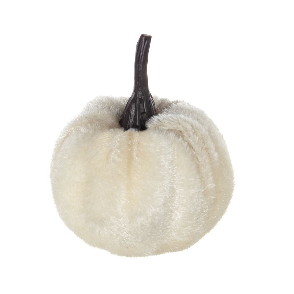 Velvety Pumpkin In Mesh Bag, Bag / 12, For Holiday Harvest Festival Fall Festival &amp; Thanksgiving (Set of 4) - White