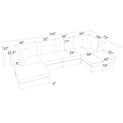 Upholstered Modular Sectional &amp; Custom Configuration And Toss Pillows