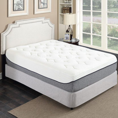 Ultra Plush 13&quot; Gel Memory Foam Mattress For King Size Bed With Double Layered Jacquard Cover - Gray / White