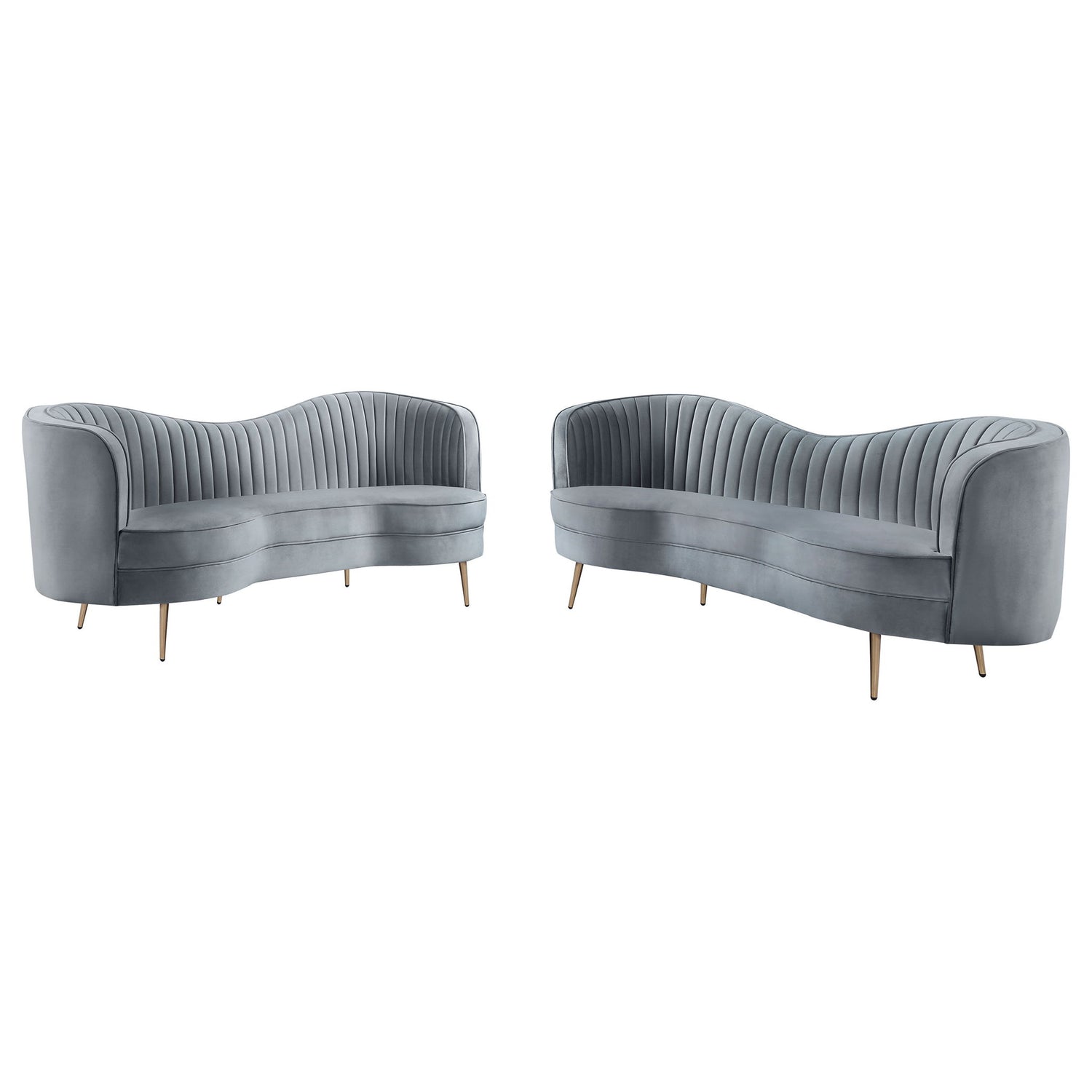 Sienna - 2 Piece Back Living Room Set, Sofa &amp; Loveseat - Gray