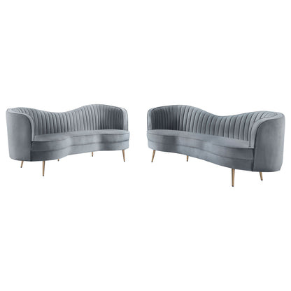 Sienna - 2 Piece Back Living Room Set, Sofa &amp; Loveseat - Gray