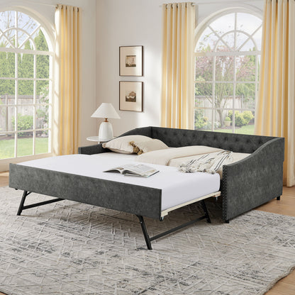Upholstered Daybed With USB Charging &amp; Pull Out Bed