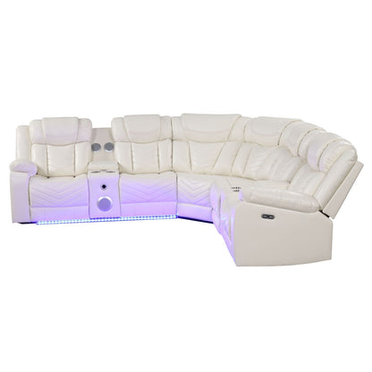 Challenger - Recliner Sectional Sofa, Built In USB, C Ports &amp; Bluetooth
