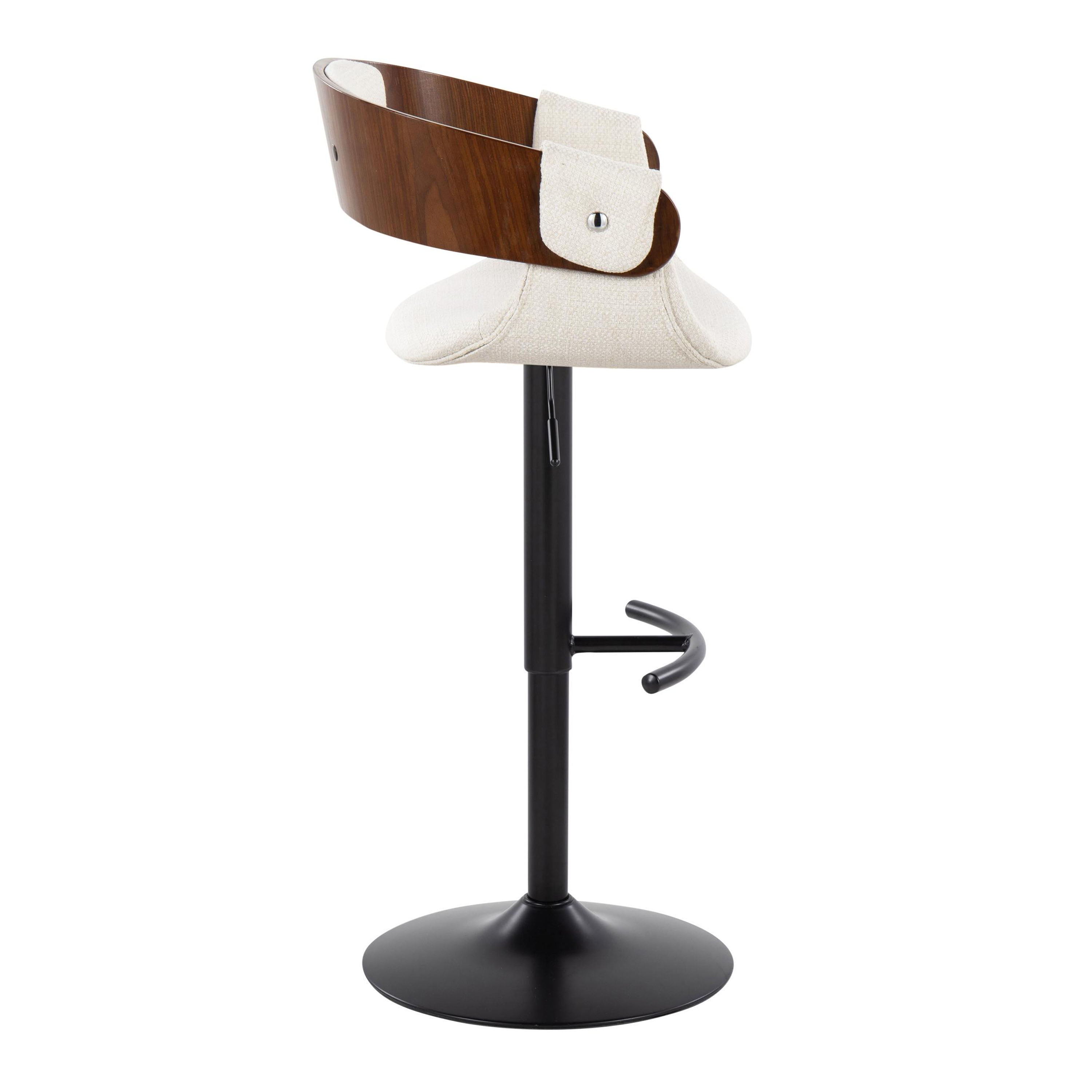 Elisa - Mid Century Modern Adjustable Barstool With Swivel &amp; Rounded T Footrest (Set of 2)