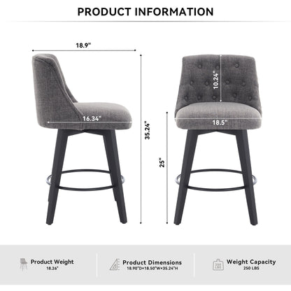 Swivel Bar Stools &amp; Button Tufted Back (Set of 2)
