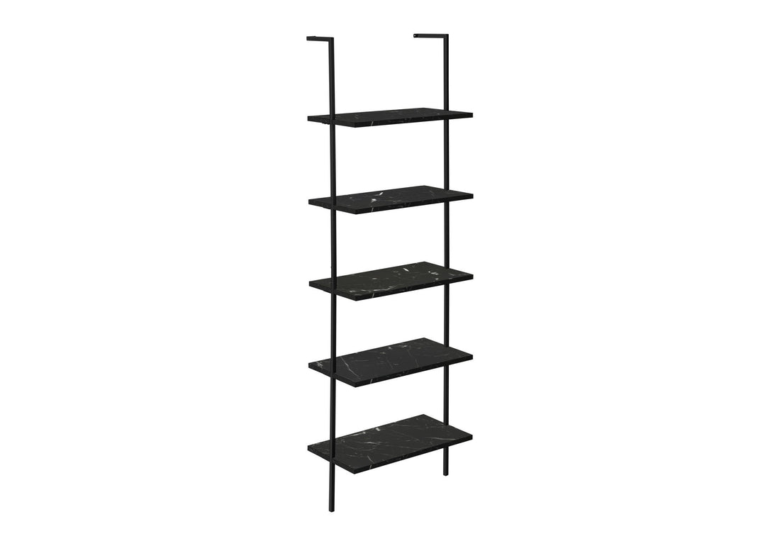 Bookshelf, Bookcase, Etagere, Ladder, 5 Tier, For Office, Marble Look Contemporary &amp; Modern