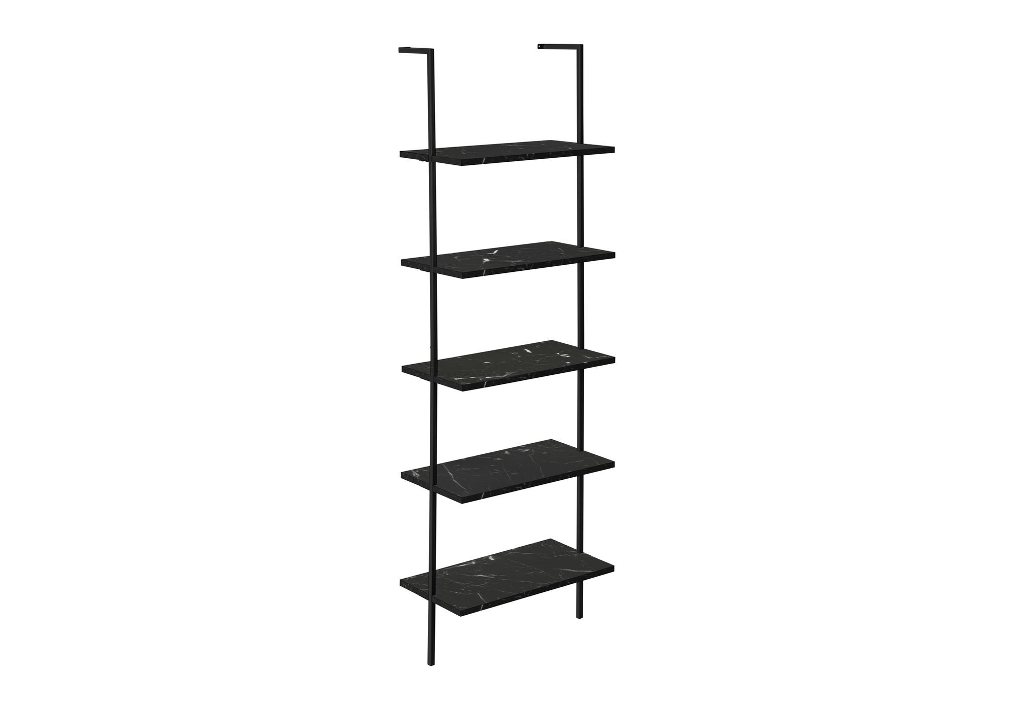 Bookshelf, Bookcase, Etagere, Ladder, 5 Tier, For Office, Marble Look Contemporary &amp; Modern