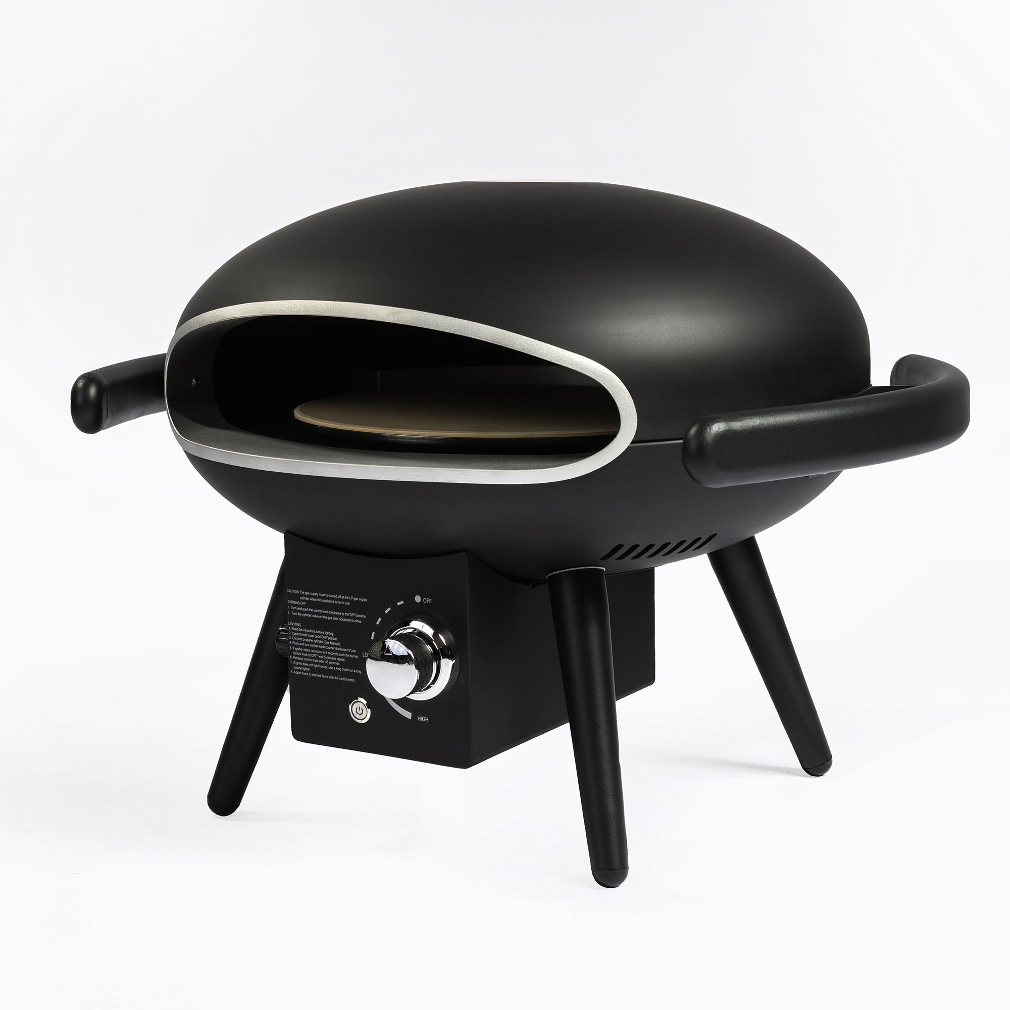 Gas Pizza Oven, Propane Outdoor Pizza Oven, Portable Pizza Oven For 12&quot; Pizzas, With Gas Hose&amp;Regulator - Black