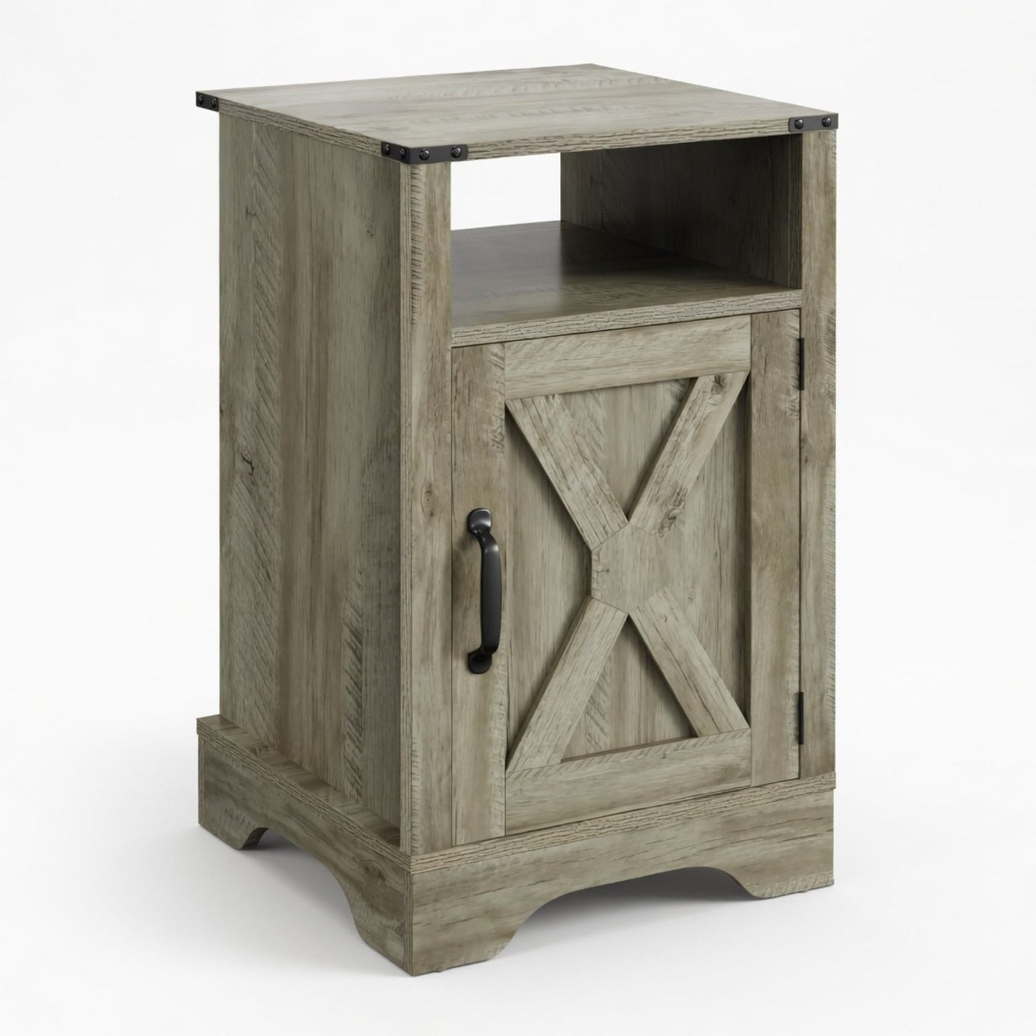 Farmhouse Nightstand, Charging Station &amp; Storage