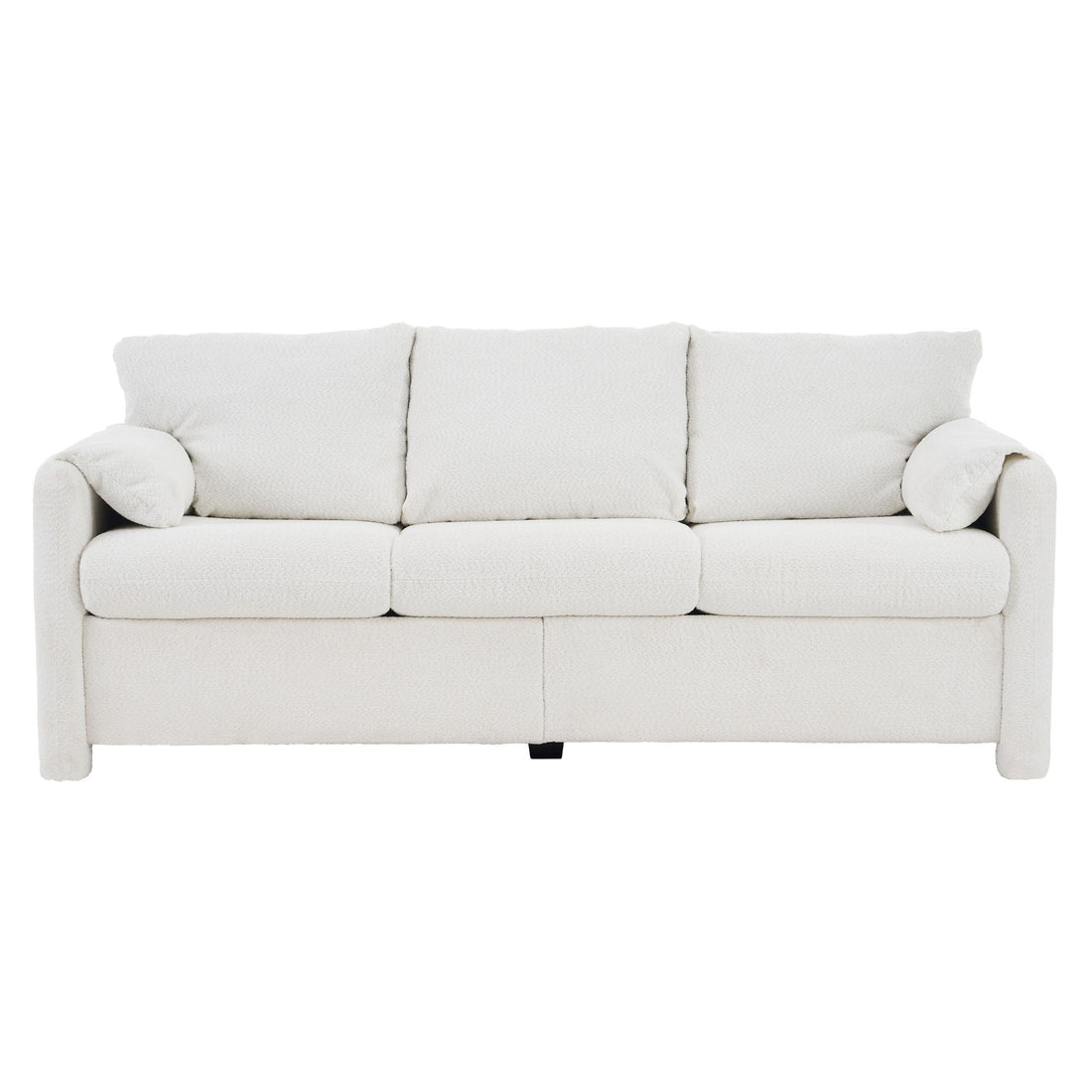 Modern 3 Seater Sofa Chenille Couch Plush Triple Seater Sofa With High Density Foam Cushions, Deep Seat Living Room Couch For Family Room, Apartment &amp; Home Theater - Ivory White