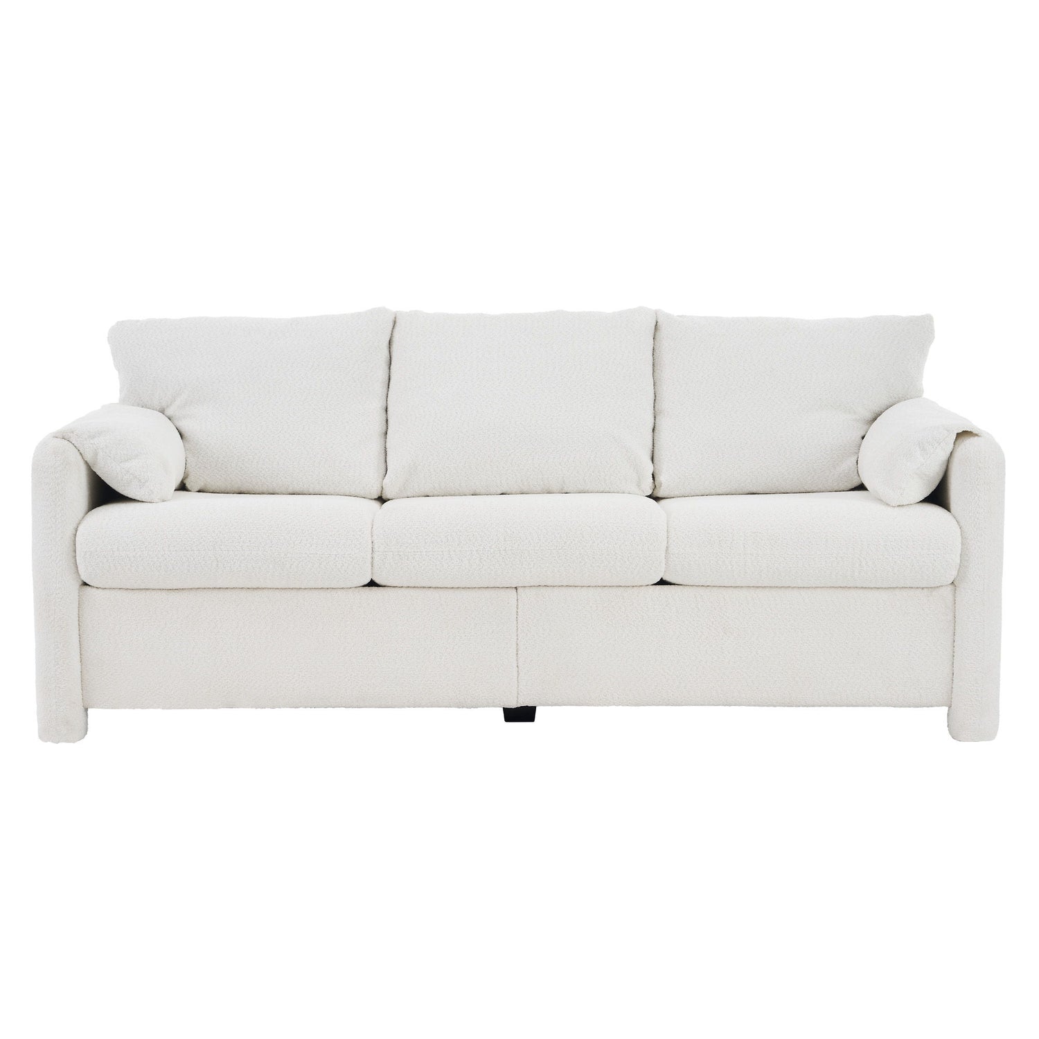 Modern 3 Seater Sofa Chenille Couch Plush Triple Seater Sofa With High Density Foam Cushions, Deep Seat Living Room Couch For Family Room, Apartment &amp; Home Theater - Ivory White