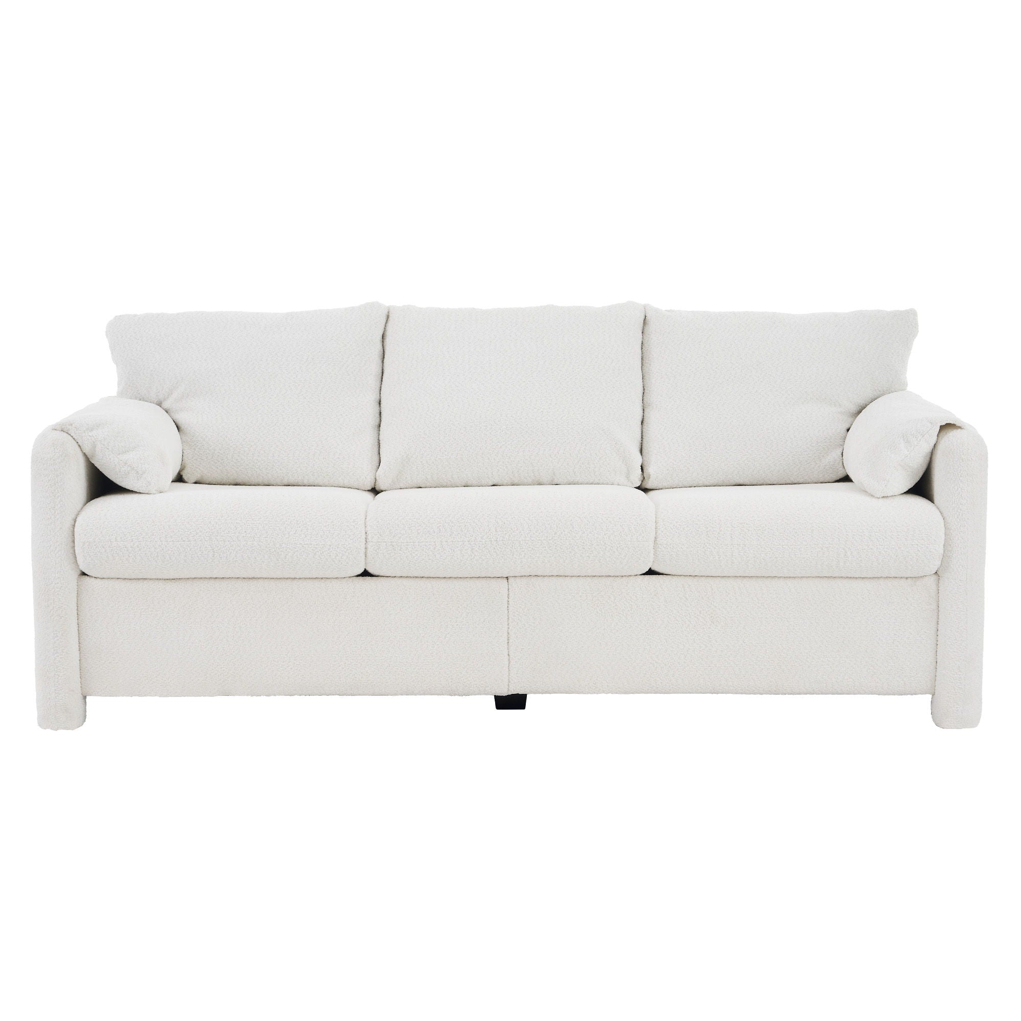 Modern 3 Seater Sofa Chenille Couch Plush Triple Seater Sofa With High Density Foam Cushions, Deep Seat Living Room Couch For Family Room, Apartment &amp; Home Theater - Ivory White