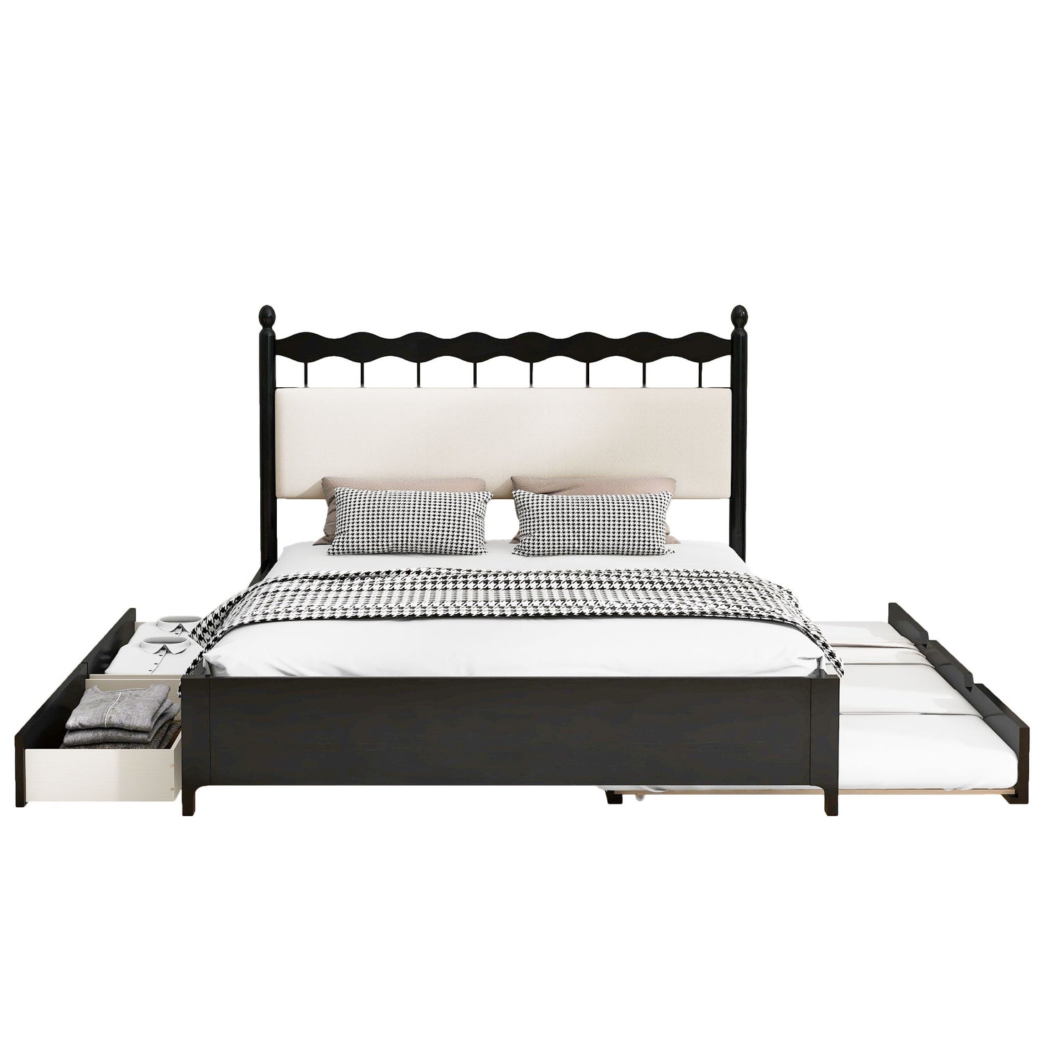 Storage Platform Bed With 2 Big Drawers &amp; Trundle
