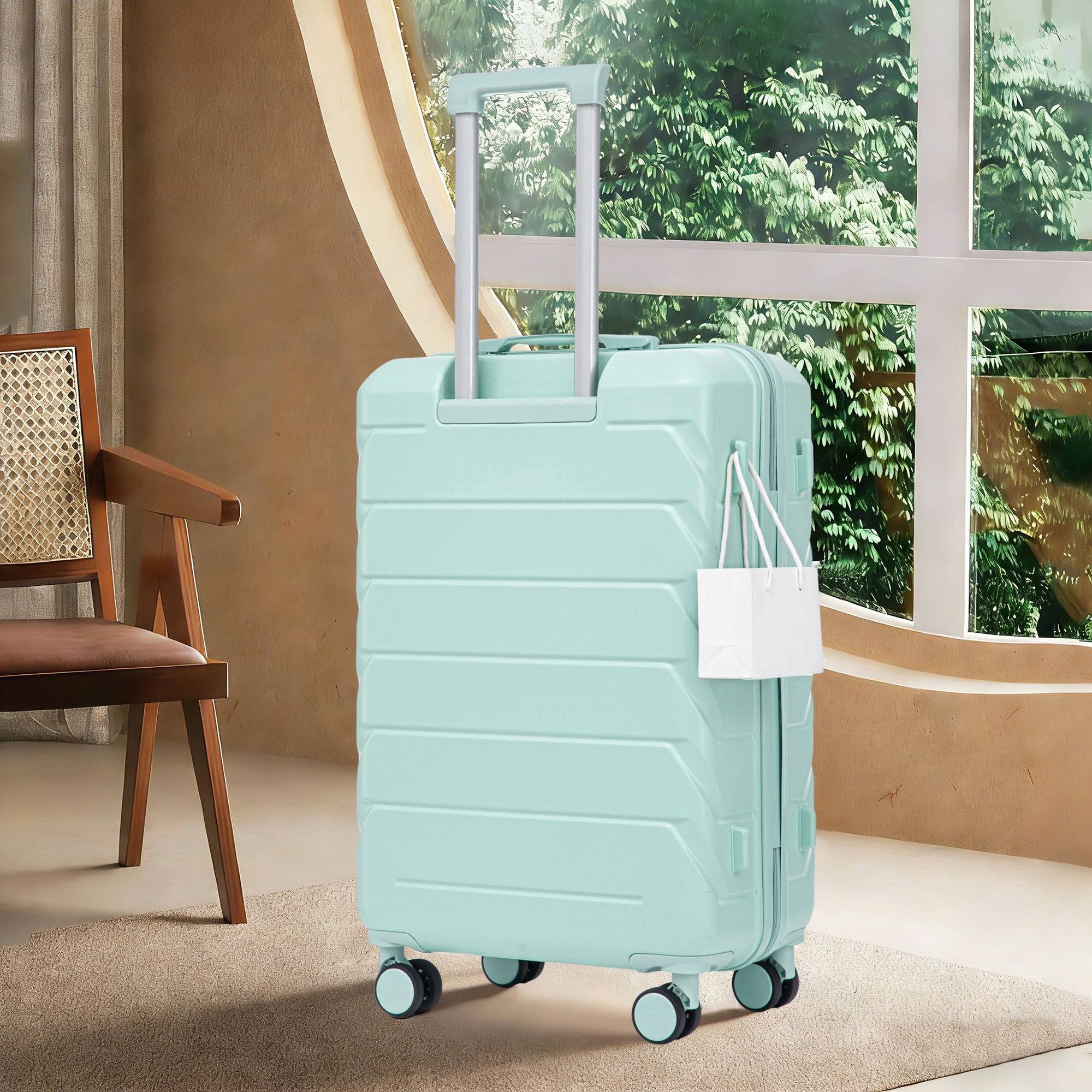 Hard Shell Luggage With Scratch Resistant Surface, 4 Wheels, Combination Lock &amp; Side Hooks