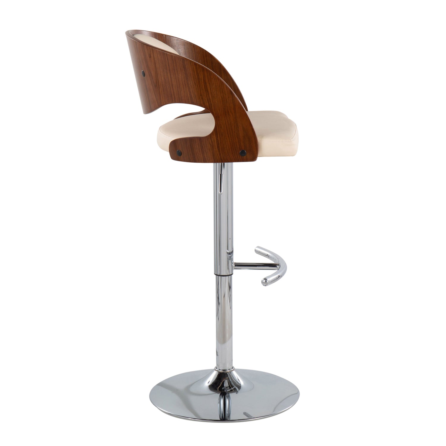 Pino - Mid Century Modern Adjustable Barstool &amp; Swivel With Rounded T Footrest (Set of 2)