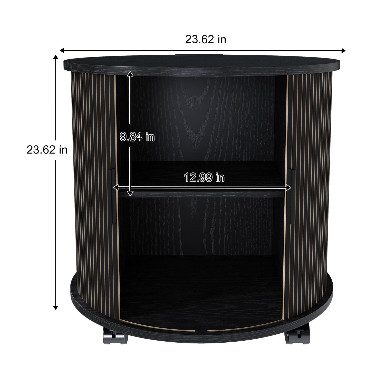 Cylinder Nightstand With Charging Station &amp; Sliding Door