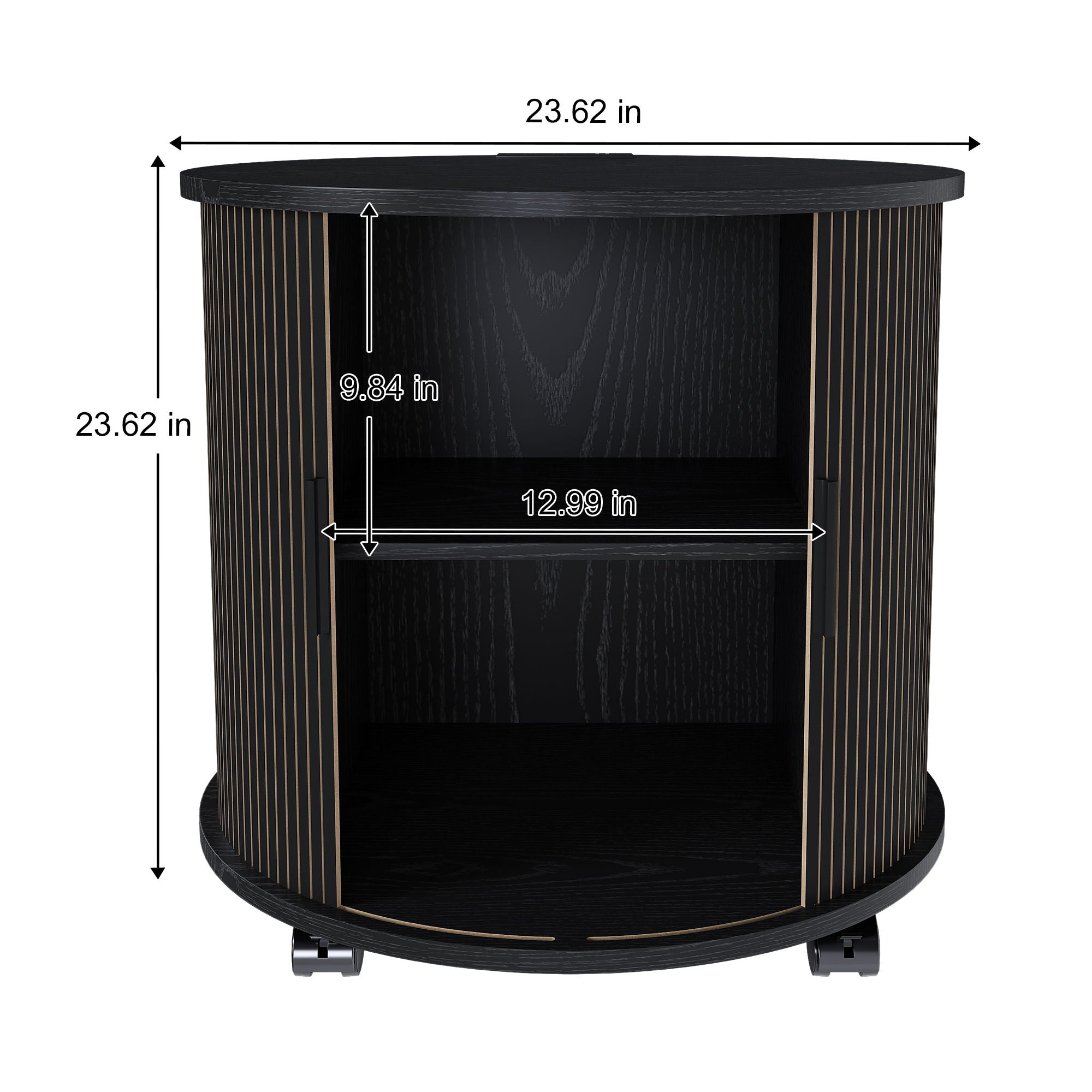 Cylinder Nightstand With Charging Station &amp; Sliding Door