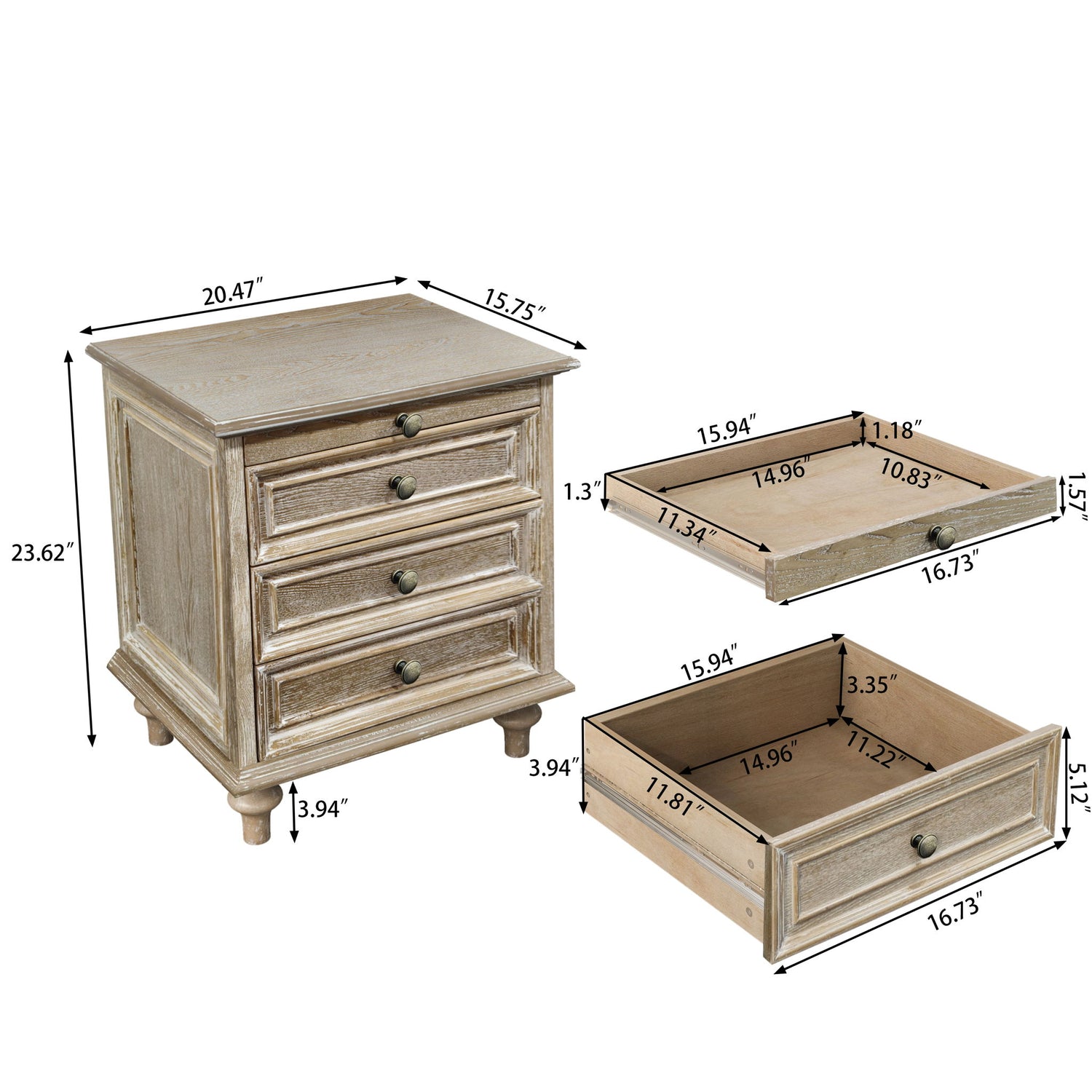 Farmhouse Nightstand With 4 Drawers